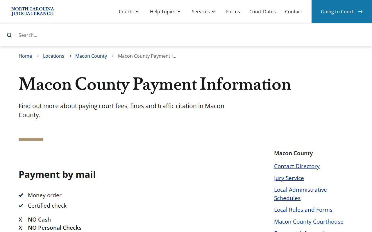 Macon County traffic court payment information for court records